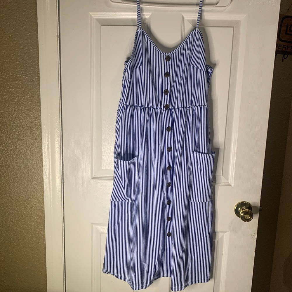 Blue and white stripped dress. Size XL.